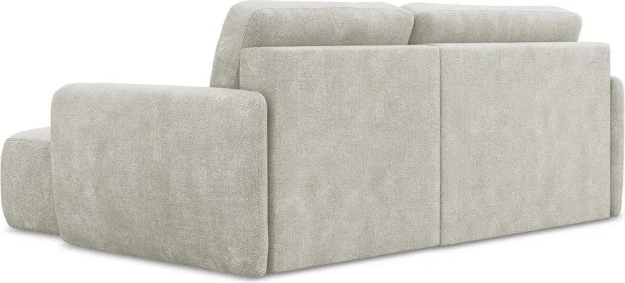 Divano angolare color crema allungabile/con contenitore (con penisola a destra/con chaise lounge) con rivestimento in ciniglia Lilo – Makamii