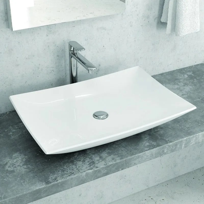 Lavabo appoggio rettangolare 60cm Ceramica Litos-0008 - KAMALU
