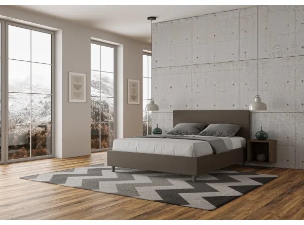 Letto matrimoniale contenitore imbottito 160x190 similpelle cappuccino Adele