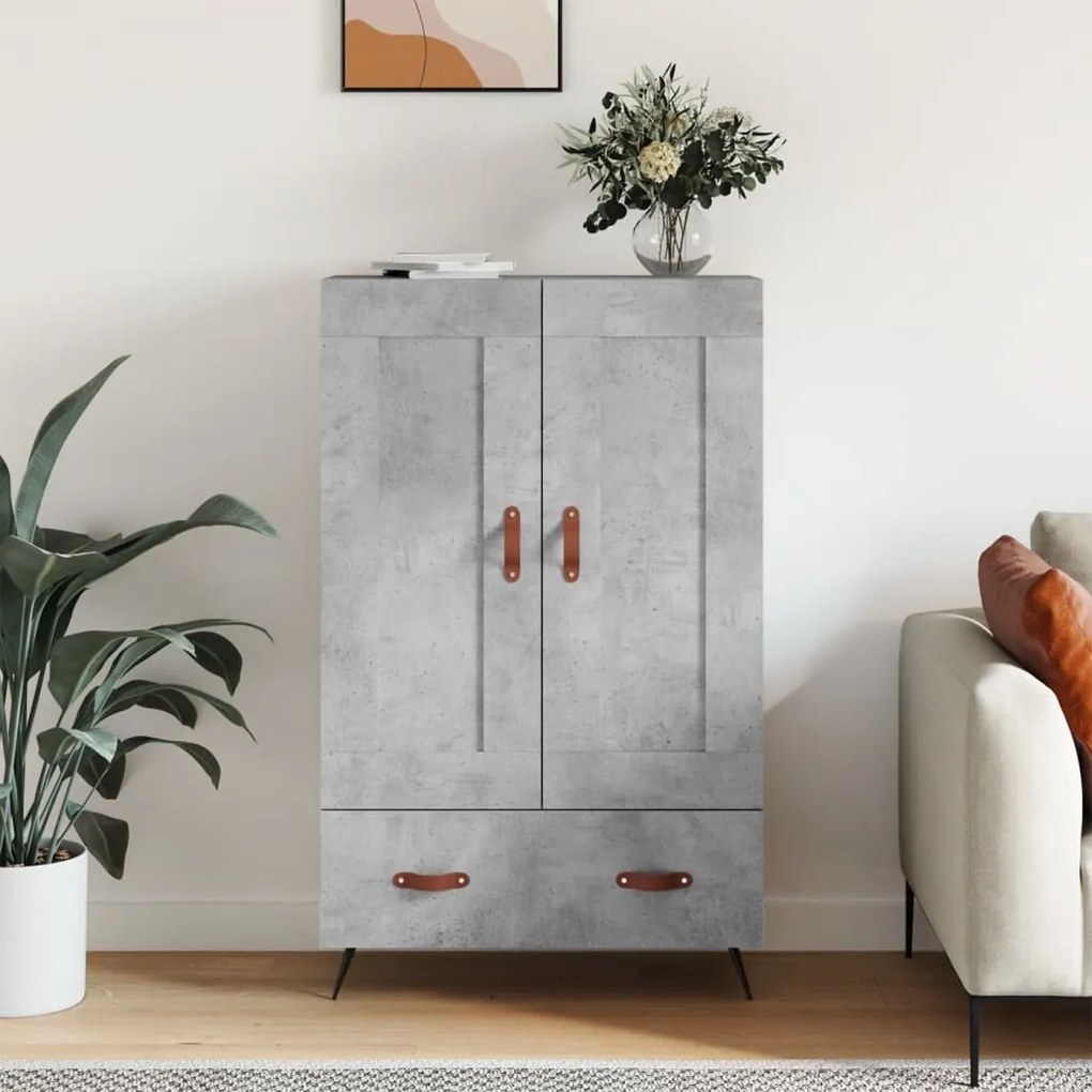 Credenza Grigio Cemento 69,5x31x115 Cm İn Legno Multistrato /