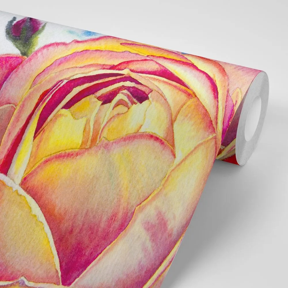 Carta da parati autoadesiva – Rose disegnate