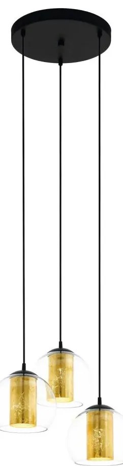 Eglo 79458 - Lampadario a sospensione su cavo BOLSANO 3xE27/28W/230V oro/nero