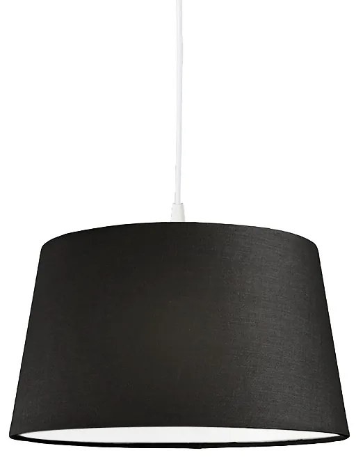 Lampada a sospensione moderna bianca con paralume nero 45 cm - Pendant