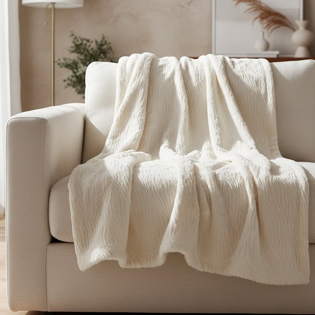 Coperta 150x210 cm panna motivo 3D Flannel