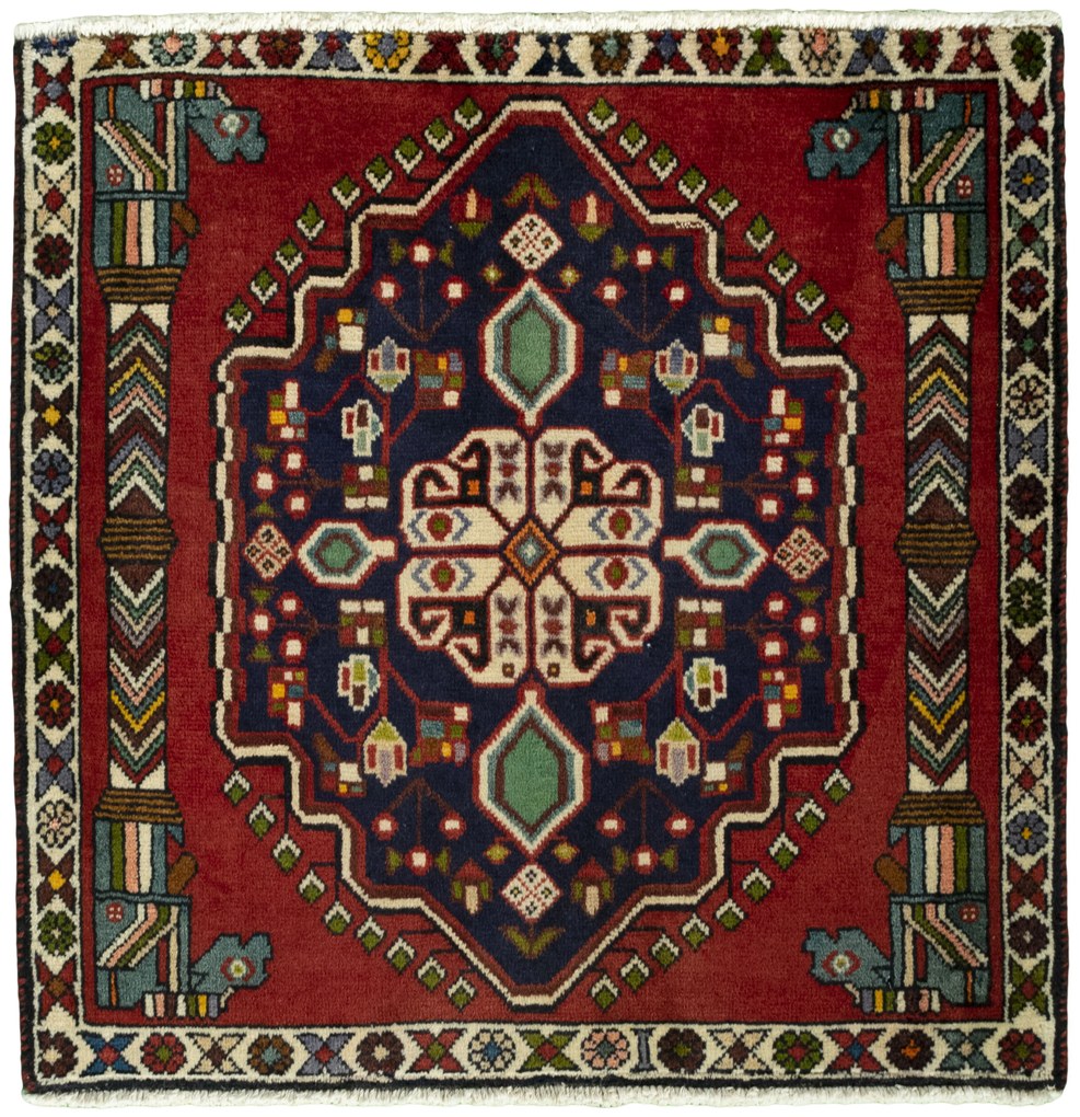Shiraz Tappeto 70 x 70 Rosso (Iran) Annodato A Mano