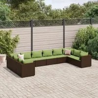 Set Divani da Giardino 10 pz con Cuscini in Polyrattan Marrone 3308286