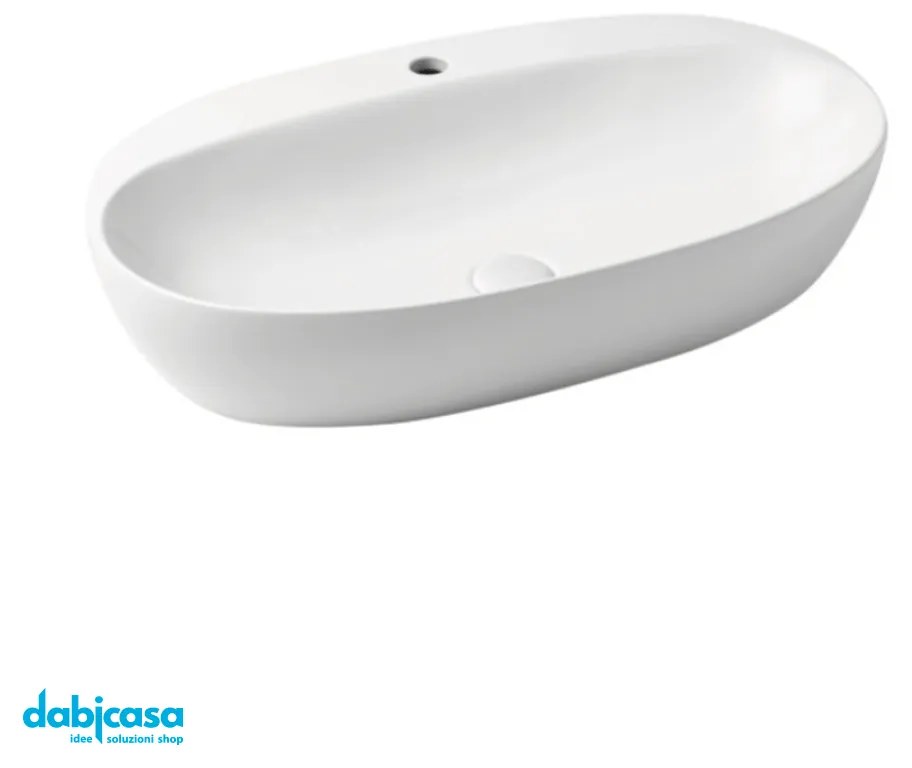 Azzurra Ceramica Lavabo "Elegance" Ovale D'Appoggio Linea Circle Con Foro 70cm