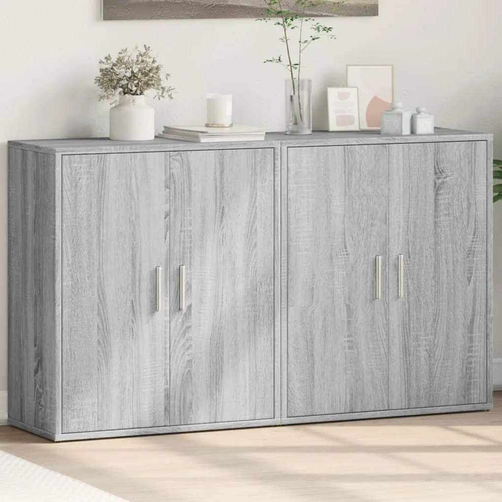 Credenze 2 pz grigio sonoma 60x31x70 cm in legno multistrato