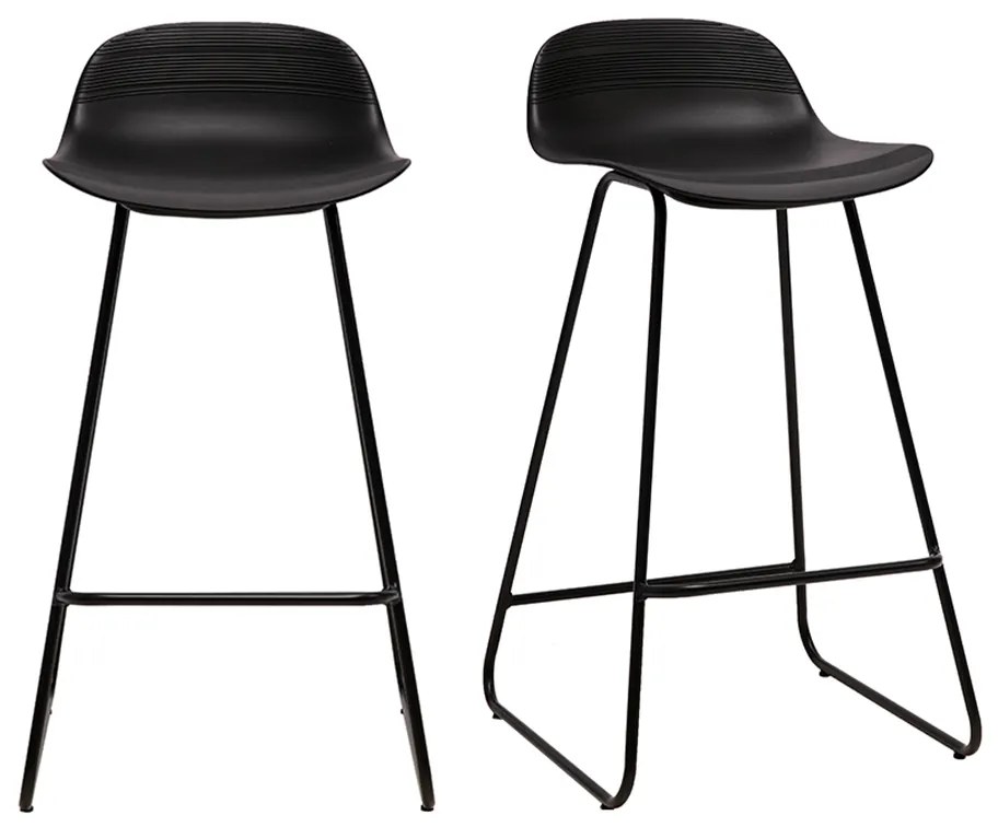 Set di 2 sgabelli da bar sedile nero base nero ELLA