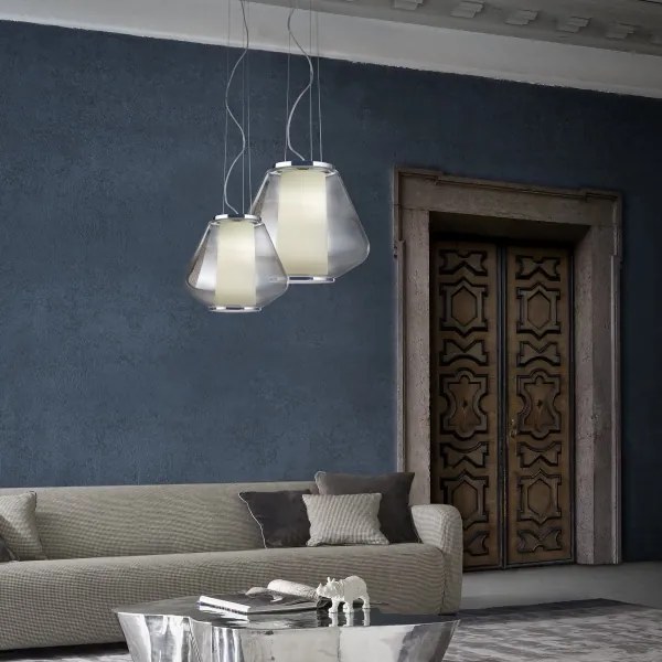 Redo 01-1139 - Lampadario su cavo FUSION 1xE27/42W/230V Ø30 cm, cromo lucido/fumé
