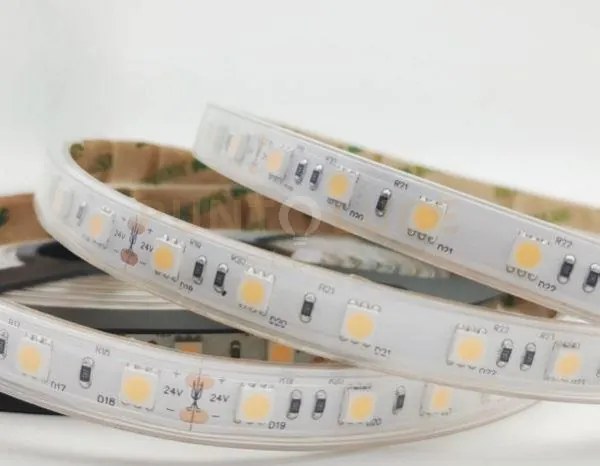 Strip led 5050 dc24v in kapton e silicone 60 led per mt 14,4w per m...