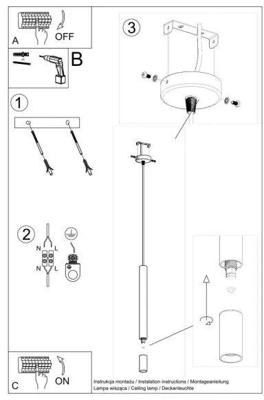 Sollux SL.0957 -Lampadario su corda VIZIER 1xG9/12W/230V bianco