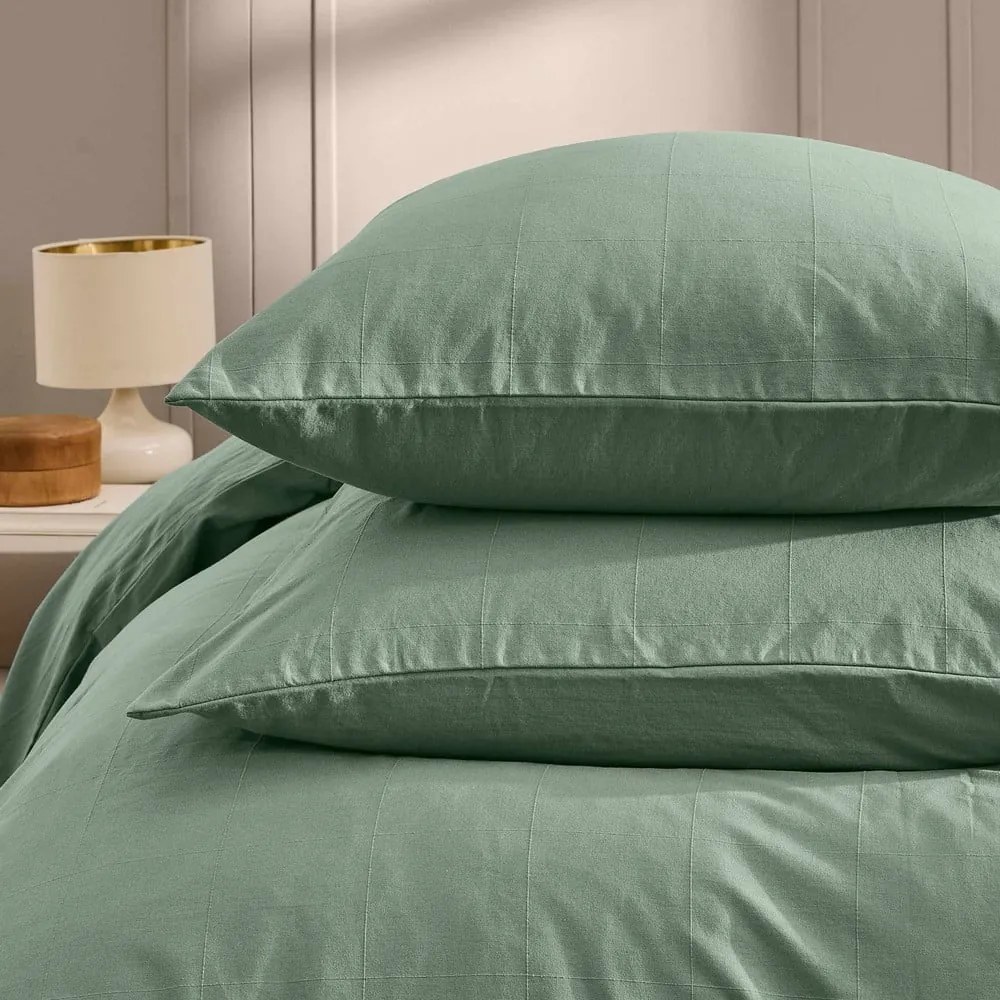 Set copripiumino e federa verde per letto matrimoniale ed esteso 240x220 cm Linella – douceur d'intérieur