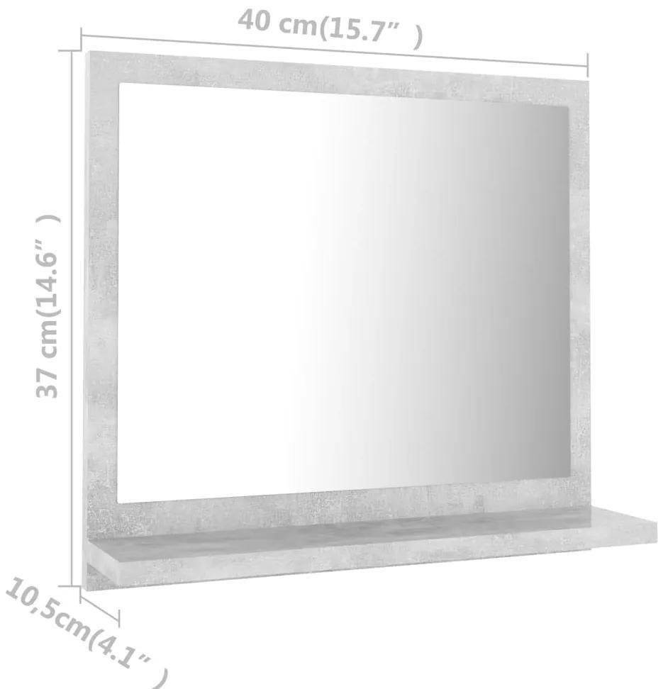 Specchio da Bagno Grigio Cemento 40x10,5x37cm Legno Multistrato
