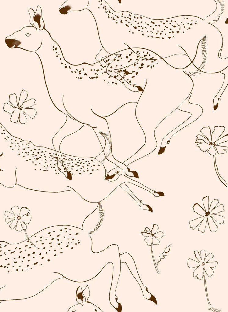 Coordonne Carta da parati panoramica Jumping Bambis - Peach