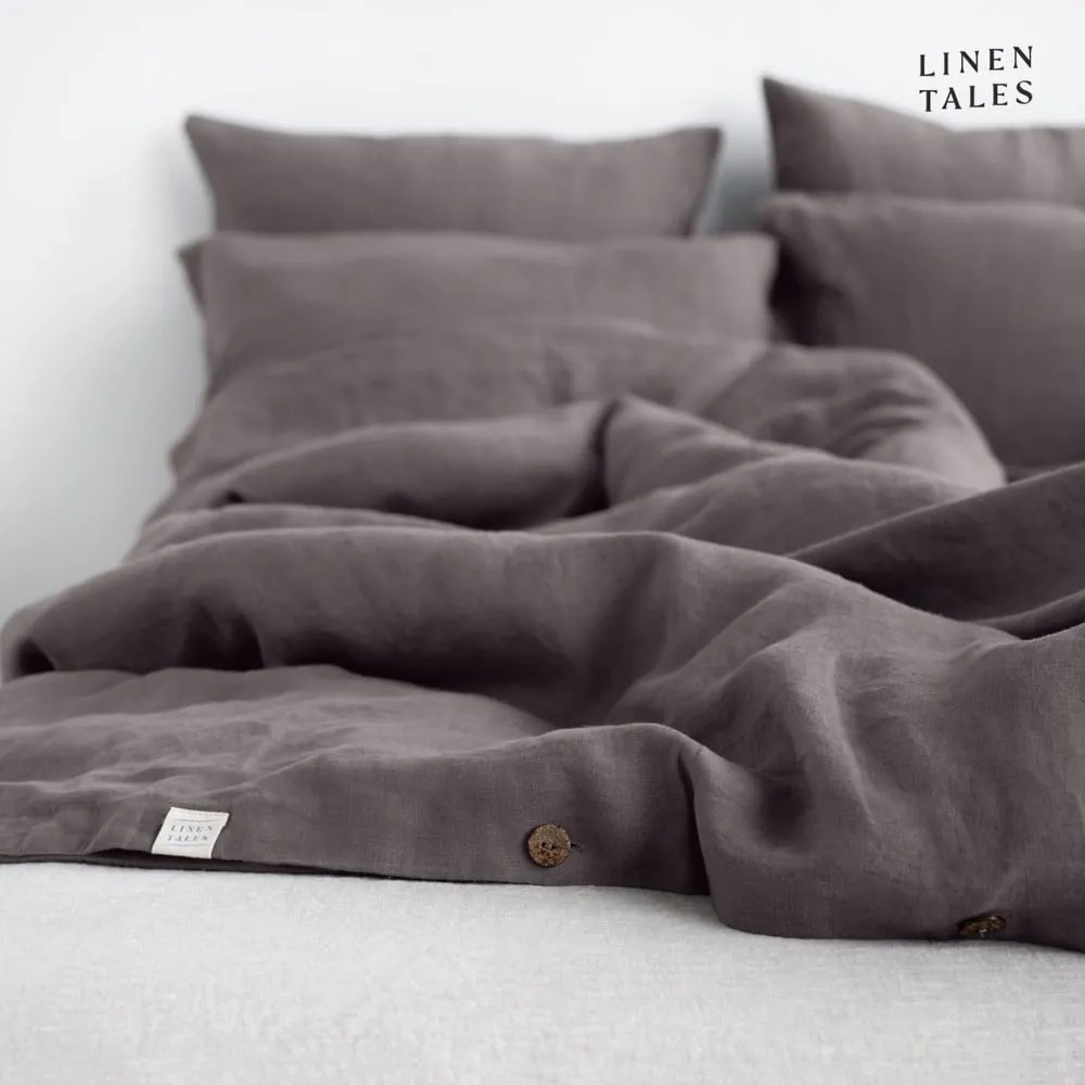 Biancheria da letto grigio scuro per letto matrimoniale 200x200 cm Dark Grey - Linen Tales