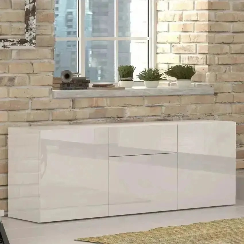 Credenza Metis 3 Ante + 1 Cassetto - Bianco Lucido (170 cm)