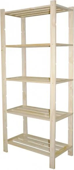 Scaffale 5 ripiani a doghe 75x40x170 cm in Legno di Pino Naturale...