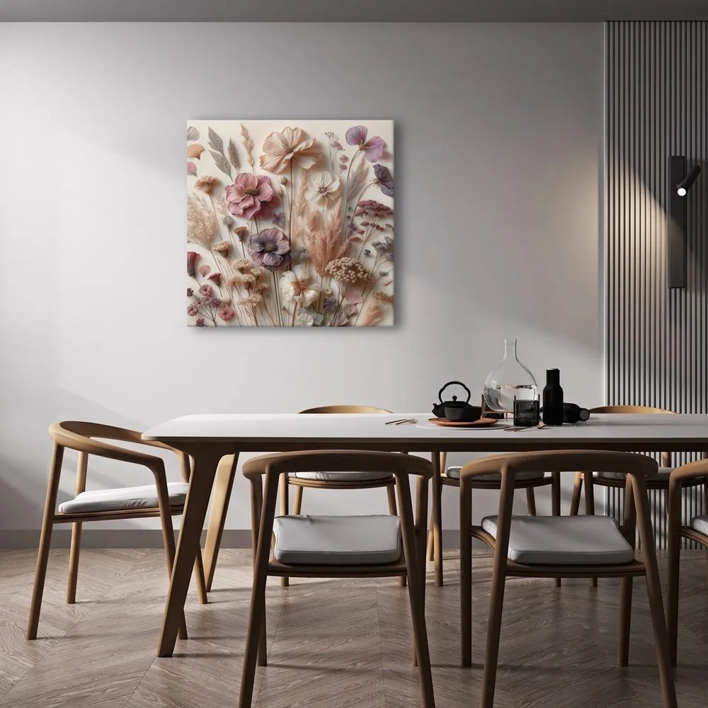 Quadro su tela – Fiori secchi in toni beige