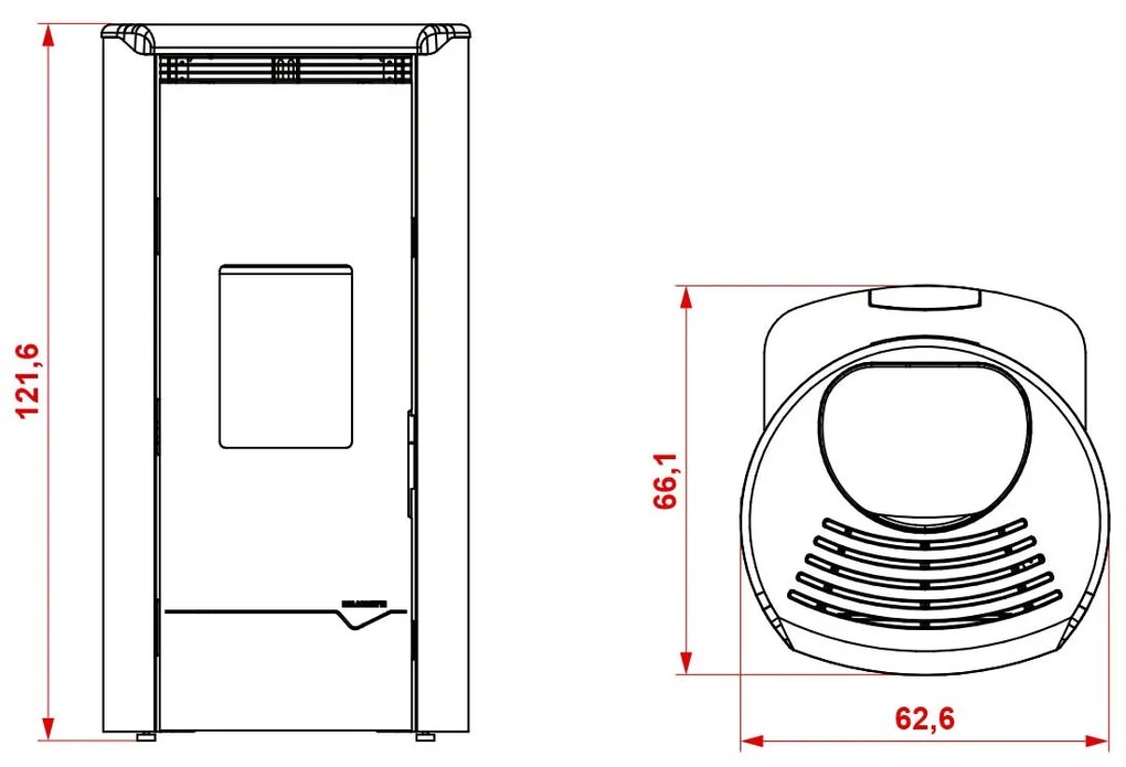 Stufa A Pellet ecofire ad acqua o aria 26kw Con Top In Ghisa e Acciaio Rosso Palazzetti Jackie Idro 26