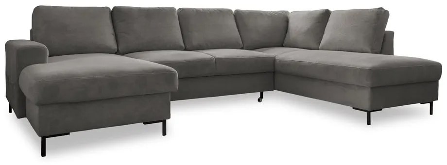 Divano letto in velluto a coste grigio (angolo destro) Lofty Lilly - Miuform