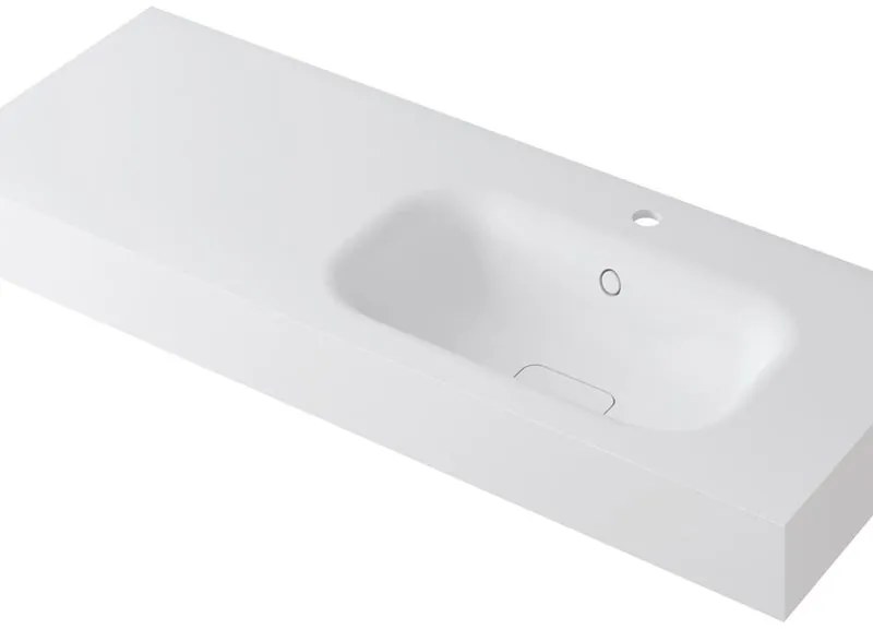 Lavabo a incasso rettangolare vasca a destra L 120.5 x H 15 x P 46 cm in resina bianco opaco