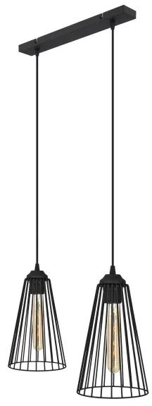 Lampadario a sospensione con filo TORRI 2xE27/15W/230V nero