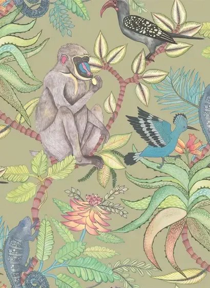 Cole & Son Carta da parati Savuti - Khaki/ Multi