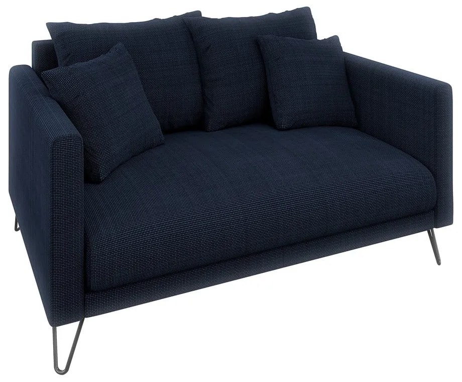 Divano blu scuro con rivestimento in ciniglia 140 cm Freya – Ropez