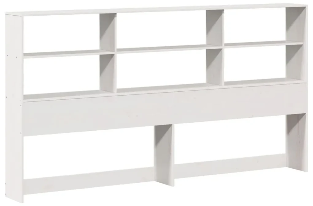 Testiera con ripiani bianca 180 cm in legno massello di pino