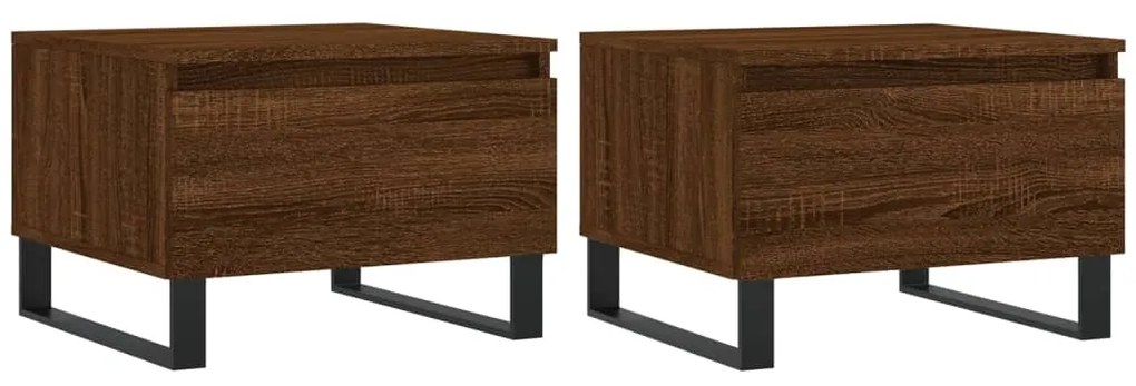Tavolini salotto 2pz rovere marrone 50x46x35 legno multistrato