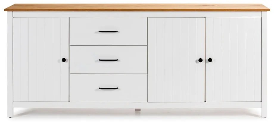 Cassettiera bassa bianca in legno di pino 190x80 cm Miranda - Marckeric