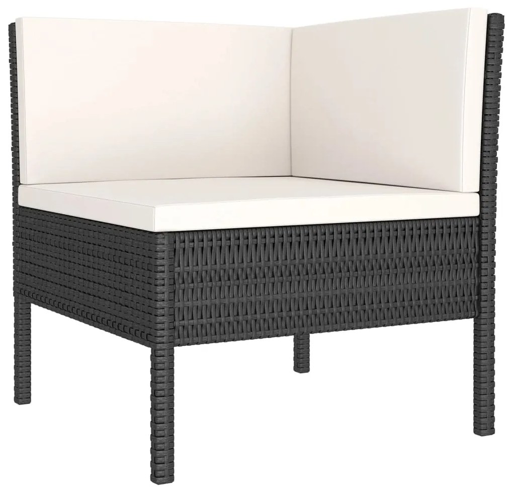 Set divani da giardino 11 pz con cuscini in polyrattan nero