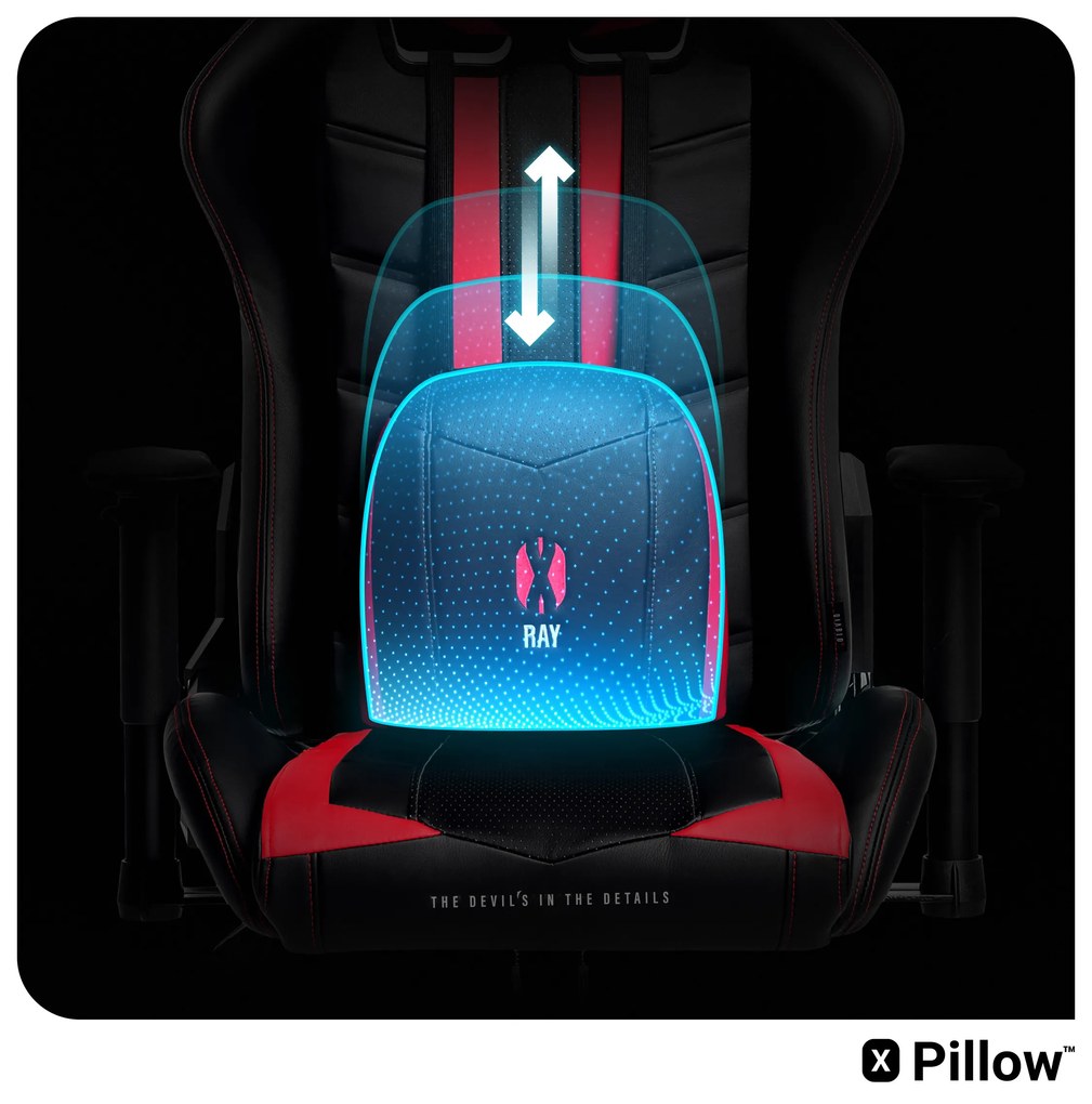 Sedia da gaming Diablo X-Ray King Size: nero-rosso
