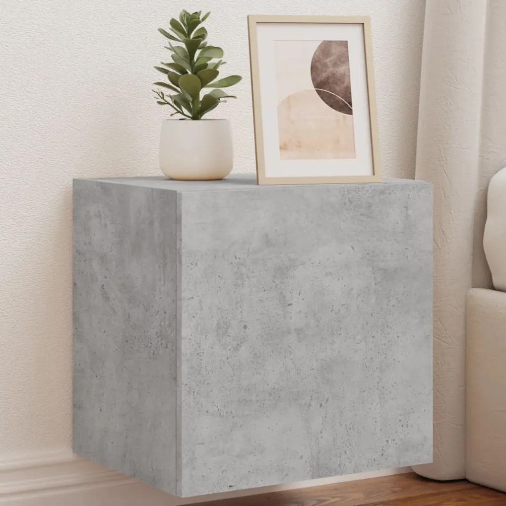 Mobile Tv A Parete Con Luci Led Grigio Cemento 40,5x35x40 Cm /