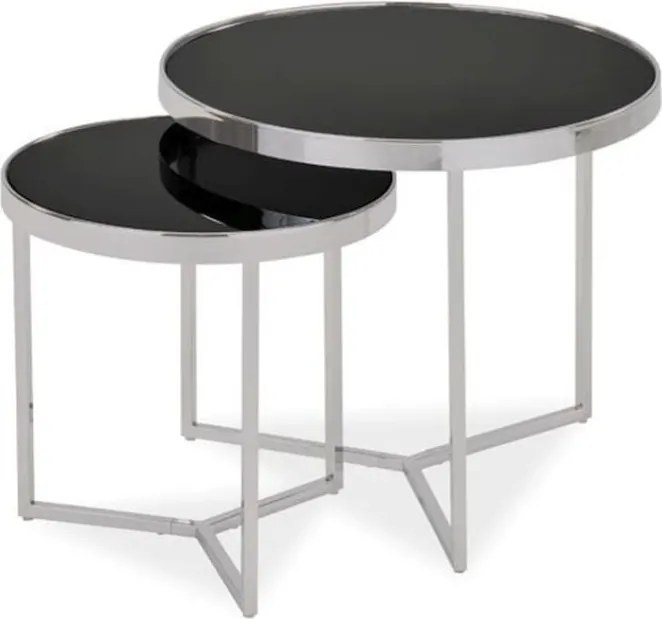 Set di Tavolini da caffè Delia II in argento - h 52 x p 60 cm