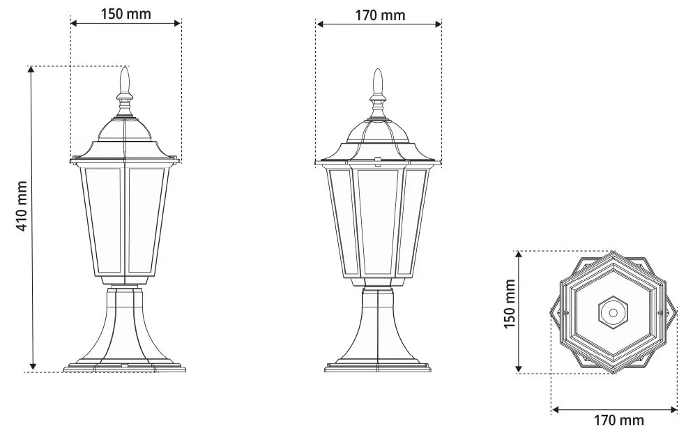 Paletto Lampione Vintage 40cm E27 IP54 Bianco - Serie Tosca
