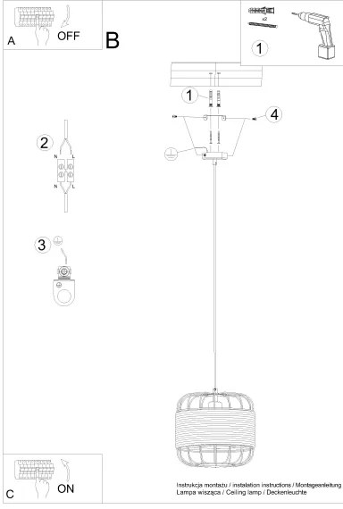 Sollux SL.1252 - Lampadario a sospensione con filo FOST 1xE27/15W/230V