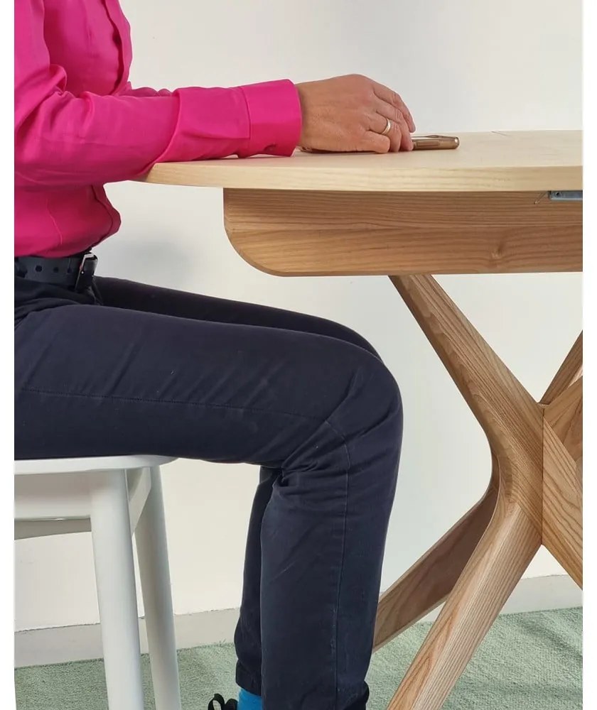 Tavolo da pranzo rotondo in frassino massiccio allungabile con estensione ø 90 cm Jubi – Ragaba