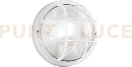 Plafoniera turtle bianca tonda 1 luce attacco e27 ip54 18,5x10x5cm