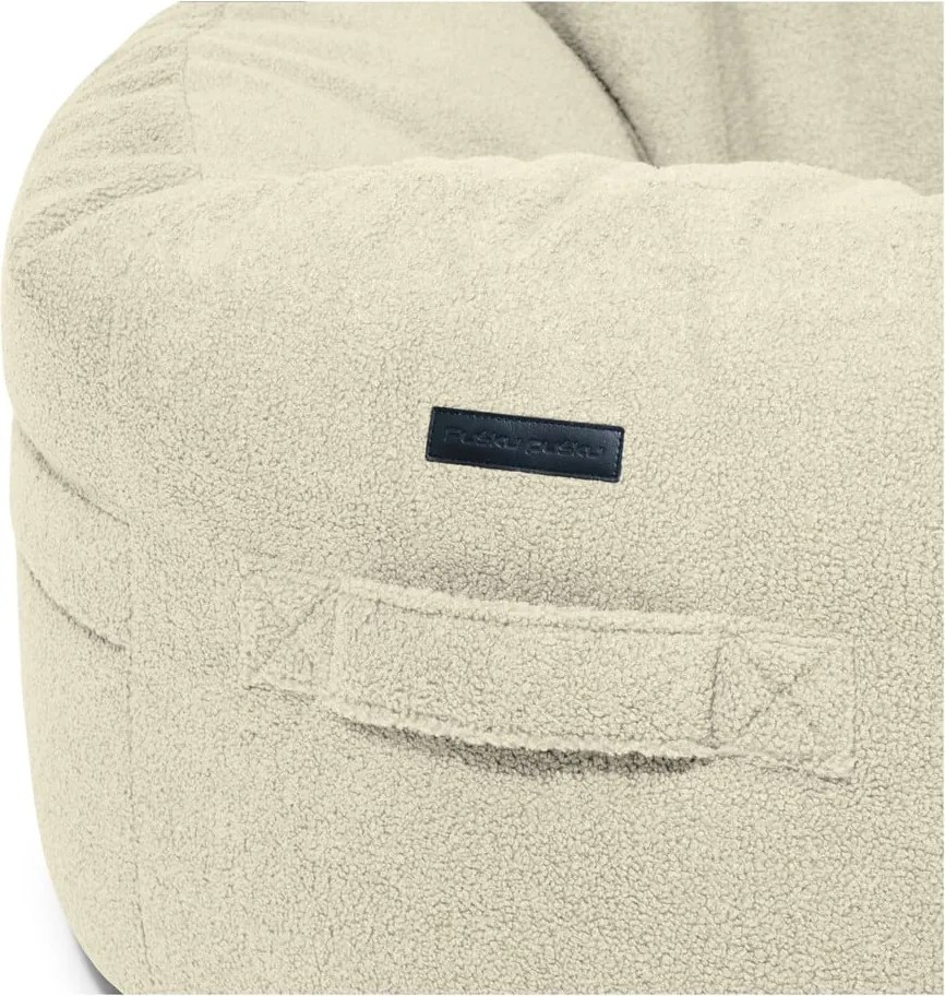 Puof a sacco grigio chiaro con rivestimento in bouclé Roll 105 – SLOWDOWN