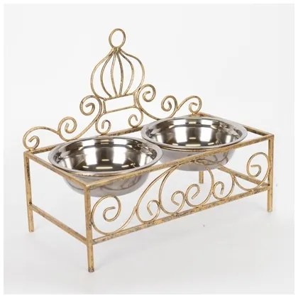 Supporto con due ciotole in acciaio inox