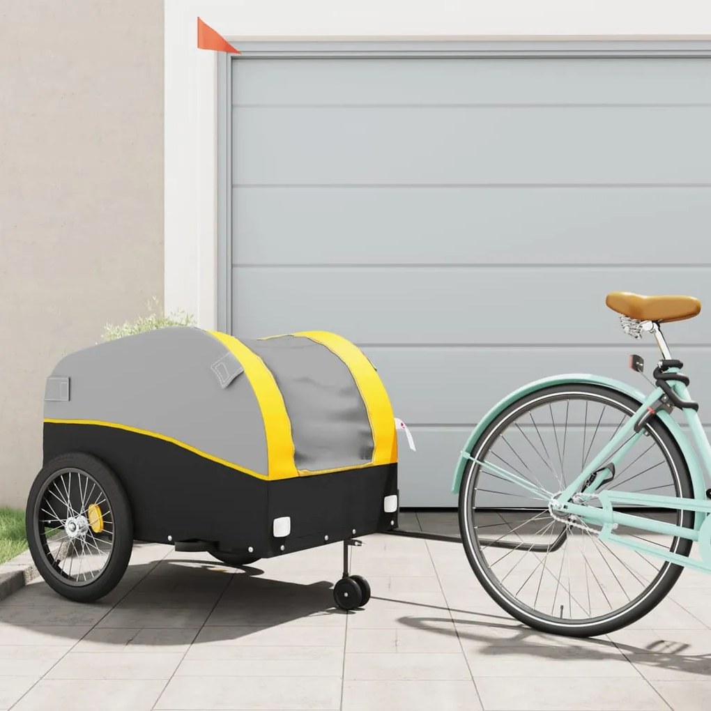 Rimorchio Da Bici Nero E Giallo 45 Kg İn Ferro /