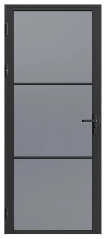 Blocco porta reversibile H204 x L73 cm in Alluminio e Vetro fumé Nero - MASERU