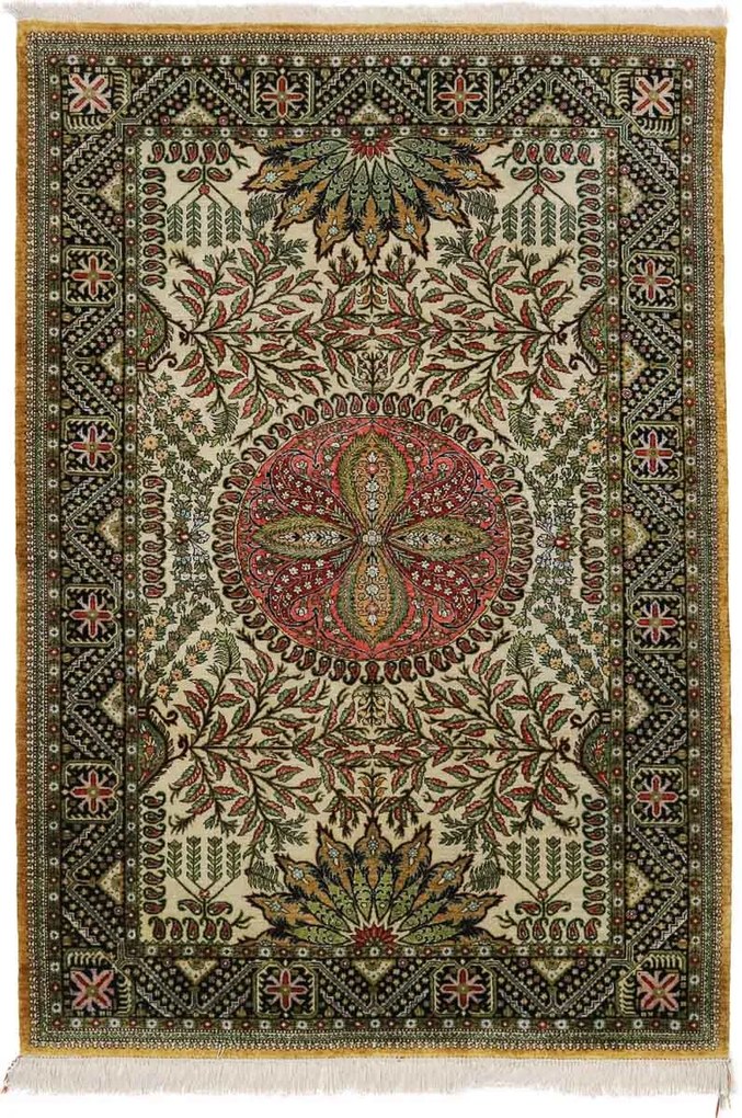 Ghom Tappeto persiano 160 x 110 Giallo (Iran) Annodato A Mano