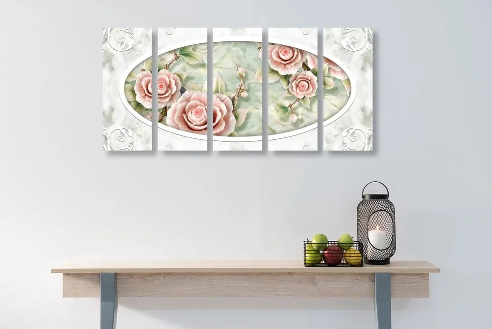 Quadri 5 pezzi – Rose di pietra