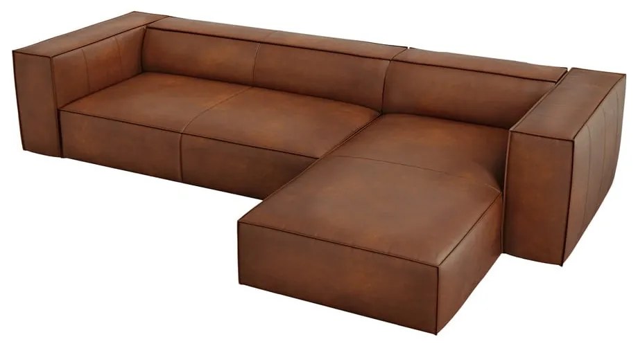Divano angolare in pelle marrone cognac (angolo destro) Madame - Windsor &amp; Co Sofas