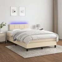 Letto a Molle con Materasso e LED Crema 120x200cm in Tessuto cod mxl 56207