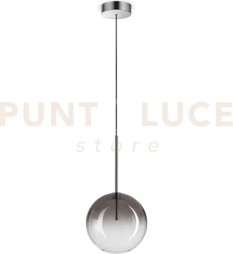 Equinoxe sospensione in vetro fume' e cromo 1 luce attacco g4 d.20cm