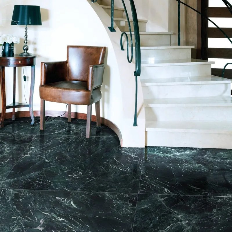 Piastrella da pavimento e rivestimento interno 120 x 120 cm Sp. 9 mm rettificato Marble Queen in gres porcellanato smaltato verde lucido traffico medio (pei 2/5) 2.88 mq
